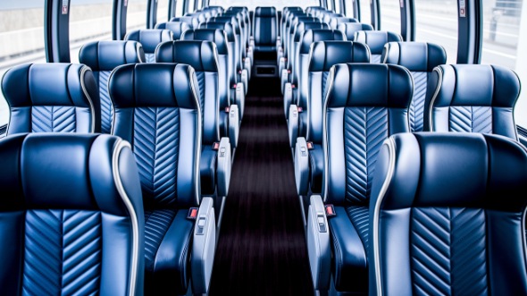 56 passenger charter bus inside fayetteville